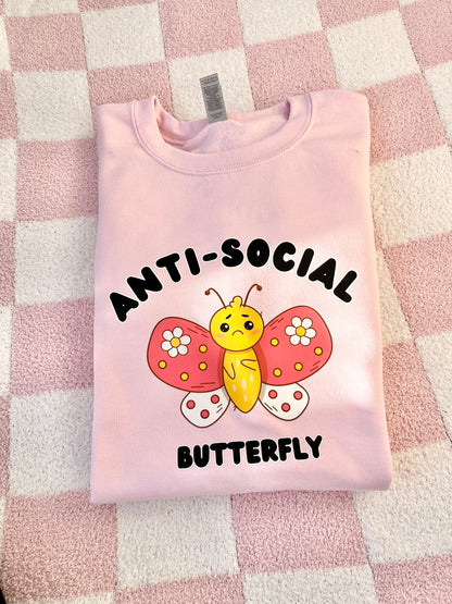 Anti-social butterfly sweatshirt