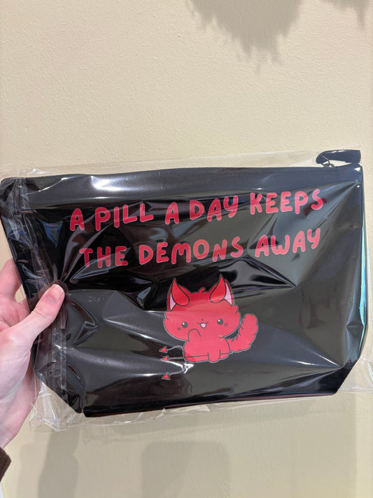 Ready to ship *** A pill a day keeps the demons away - Medication Bag